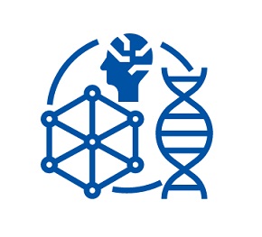 logotyp projektu Laboratoria Przyszłości - połączenie schematów DNA, koła sterowego i mózgu